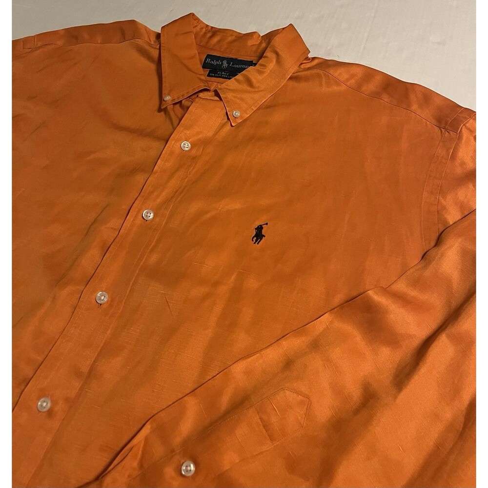 NEW Ralph Lauren Blake Silk Linen Long Sleeve Button Oxford Dress Shirt 2XL XXL